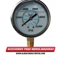 Manómetro para hidrolavadora con acople de bronce hasta 10000 PSI